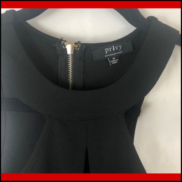 PRIVY BLACK SHORT ROMPER w/ GOLD ZIPPER BACK M - Picture 2 of 8